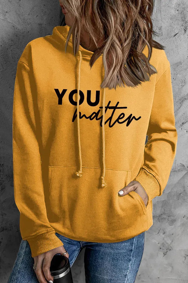 Front And Back Letters Women's Printed Wear Hooded - Bellarte Enchanté Front And Back Letters Women's Printed Wear Hooded